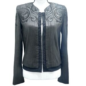 ROBERTO CAVALLI BLACK TOOLED & STITCHED LEATHER JACKET